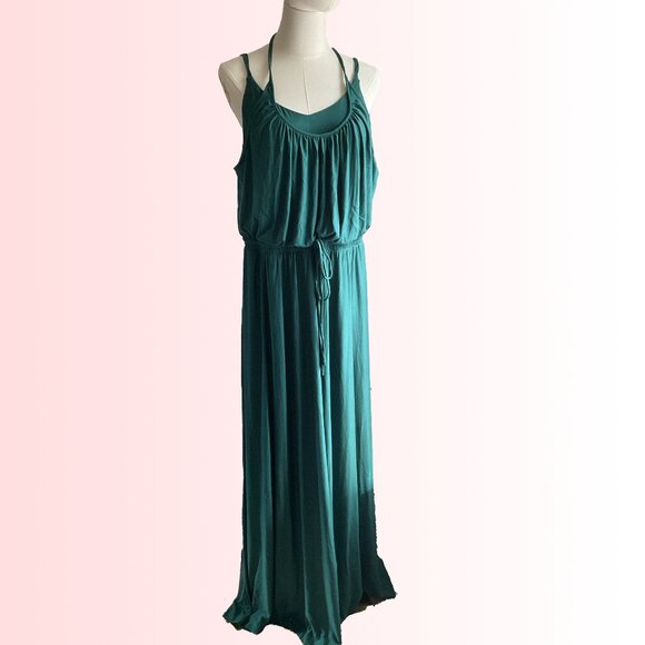 Soma teal maxi dress with built-in shelf bra (soft!) NWT - Picture 1 of 7